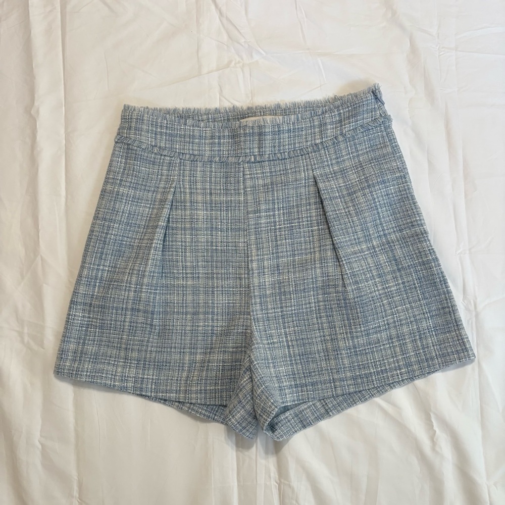 bishop + young Blue Tweed Shorts